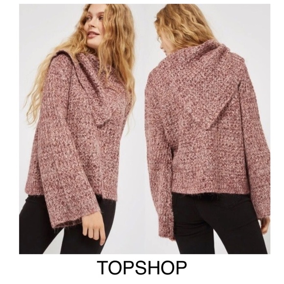 TOPSHOP PINK LOFTY ENVELOPE NECK SWEATER sz 8 US - Picture 2 of 9